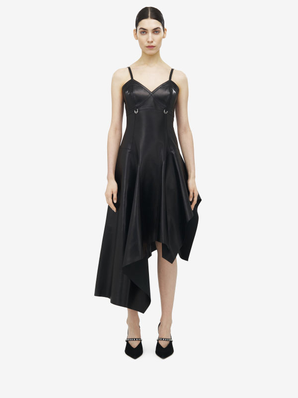 ALEXANDER MCQUEEN - Asymmetric Draped Leather Dress - Item 838610Q5AML1000
